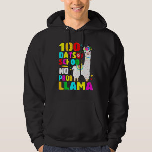 100 Days Of School No Problem Llama Girl 100th Day Hoodie