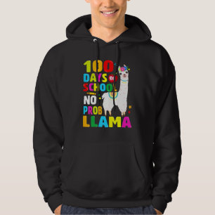 100 Days Of School No Problem Llama Girl 100th Day Hoodie