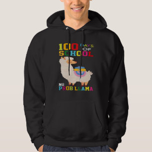 100 Days of School No Probllama Llama 100th Day Sm Hoodie