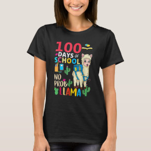 100 Days Of School No Probllama Llama 6th Grade Te T-Shirt