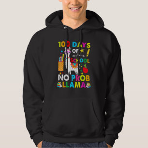 100 Days Of School No Probllama Llama Happy 100th Hoodie