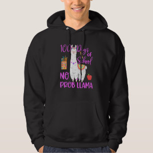 100 Days Of School No Probllama Llama Teacher 100t Hoodie