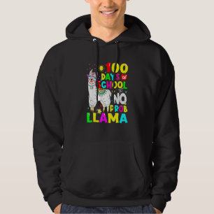 100 Days Of School No Probllama Llama Teachers Stu Hoodie