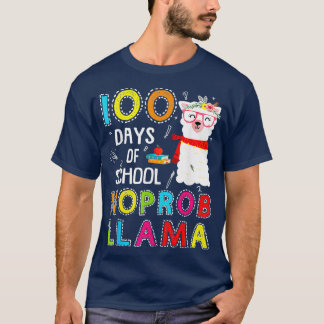 100 Days of School No Probllama Wearing Glasses T-Shirt