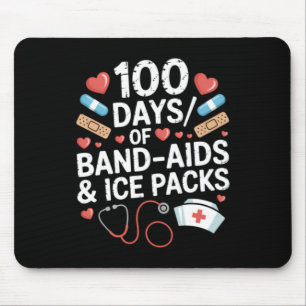 100 Days Of School Nurse 100 Day Band Aids Student Mouse Pad