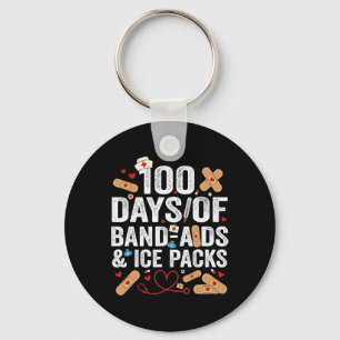 100 Days Of School Nurse 100 Day Nd Aids Student F Keychain