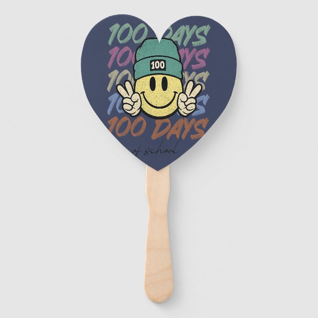 100 days of school, one hundred days of class hand fan (Front)