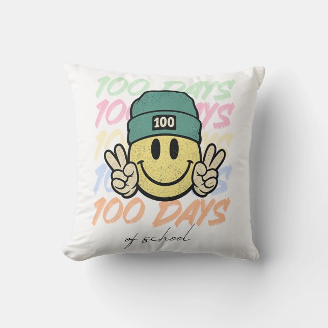 100 days of school, one hundred days of class throw pillow (Front)