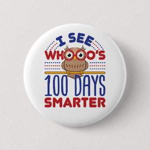100 Days of School Owl Smarter Teacher Button