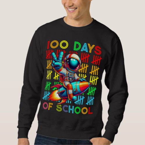 100 Days Of School Peace Hand Astronaut Teachers B Sweatshirt