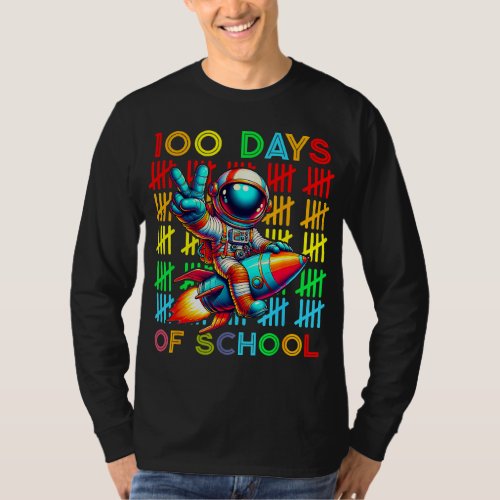 100 Days Of School Peace Hand Astronaut Teachers B T_Shirt