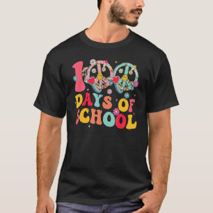 100 Days Of School Peace Sign Love 60s 70s Tie Dye T-Shirt