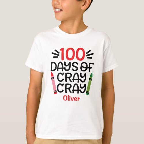 100 Days of School Personalized Crayon T_Shirt