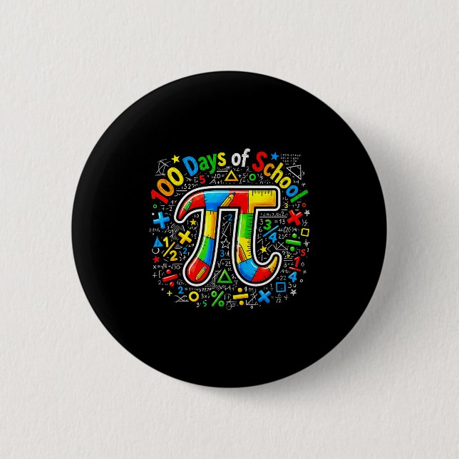 100 Days Of School Pi Math Drip Funny 100 Days Kid Button (Front)