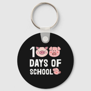 100 Days Of School Pig Cartoon Teacher Cute Studen Keychain