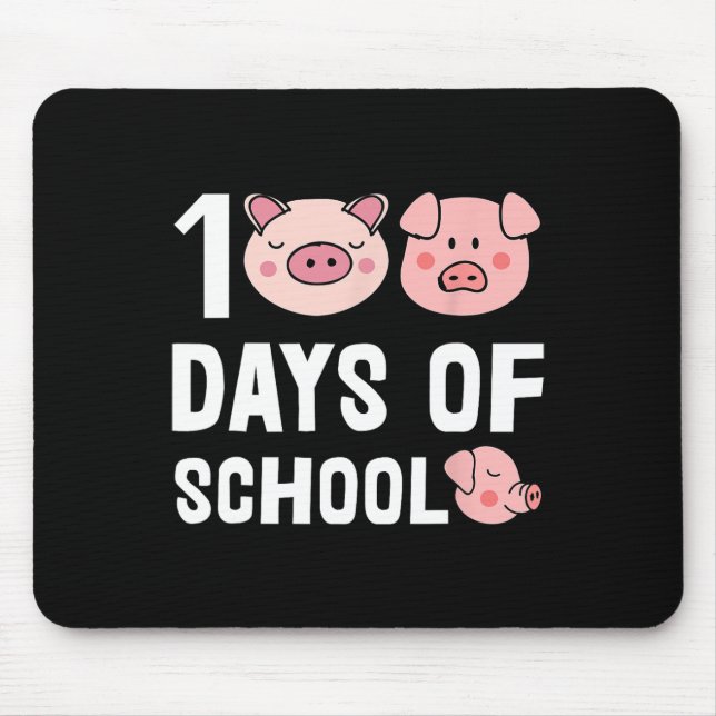 100 Days Of School Pig Cartoon Teacher Cute Studen Mouse Pad (Front)
