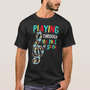 100 Days Of School Playing Music Teacher Cool Stud T-Shirt