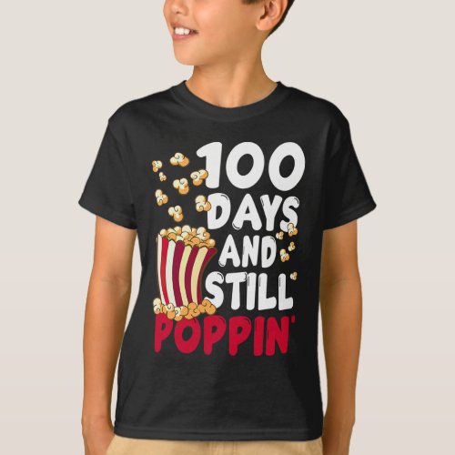 100 Days of School Popcorn Teacher Boy Girl Still  T_Shirt