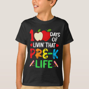 100 Days Of School Pre-k Life Teacher Student  T-Shirt