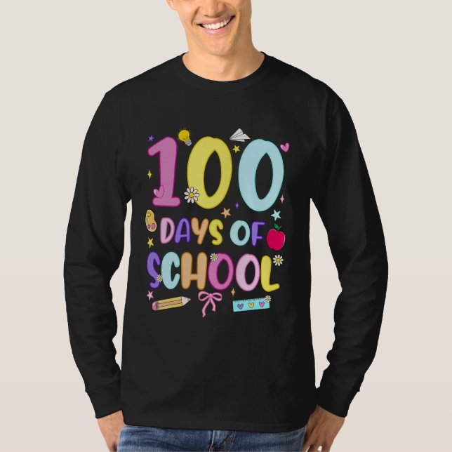 100 Days of School Preppy 100th Day of School Girl T-Shirt (Front)