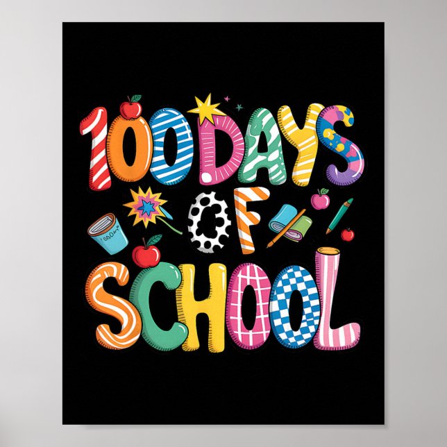 100 Days Of School Preppy Coquette Bow 100 Day Sma Poster (Front)