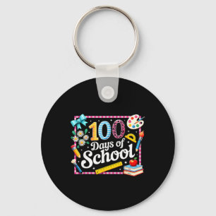 100 Days Of School Preppy Coquette Bow Teacher Kid Keychain