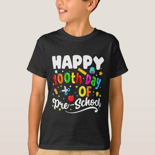 100 Days Of School Preschool Teachers Kids Graphic T_Shirt