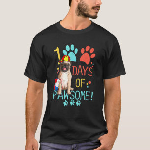 100 Days Of School Pug Dog 100 Days Of Pawsome T-Shirt