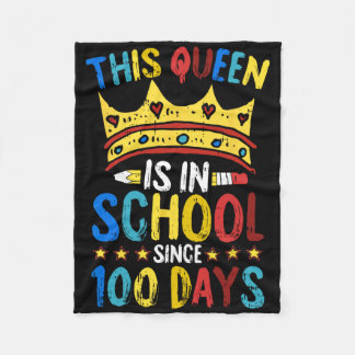 100 Days Of School Queen Crown Teacher Cool Studen Fleece Blanket
