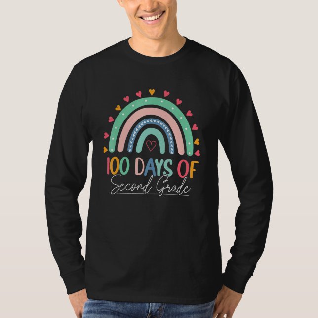 100 Days Of School Rainbow 100th Day Of Second Gra T-Shirt (Front)