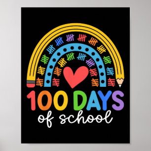100 Days Of School Rainbow Celebration Design Poster