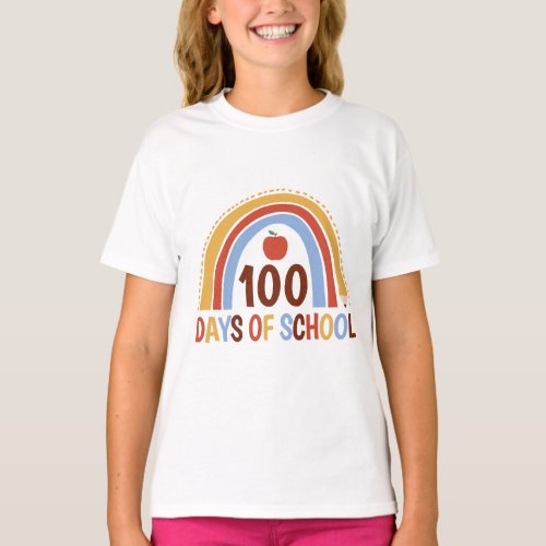 100 days of school rainbow design  T_Shirt