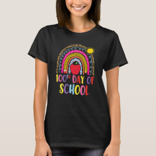 100 days of school Rainbow Leopard Girls 100th Day T-Shirt