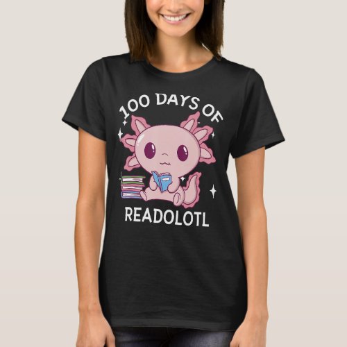 100 Days Of School Readolotl Axolotl Book Reading  T_Shirt