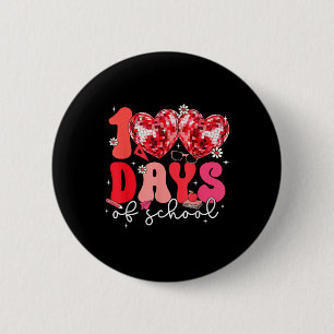 100 Days Of School Retro Disco Hearts 100th Day Of Button