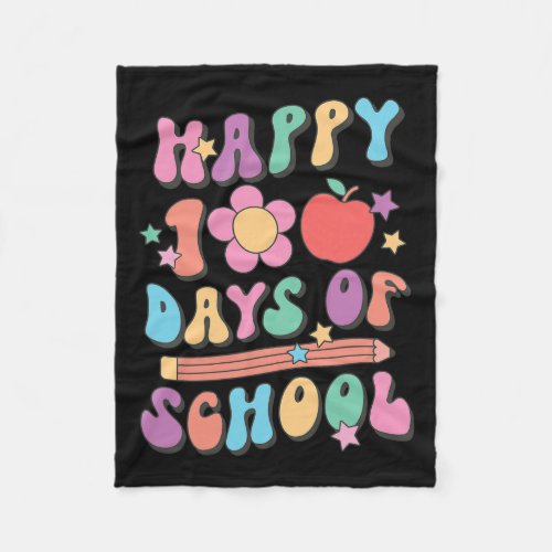 100 Days Of School Retro Groovy 100th Day Of Schoo Fleece Blanket