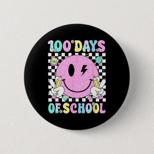 100 Days Of School Retro Smile Face Teacher Kids 1 Button