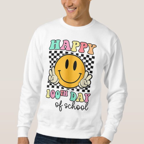 100 Days Of School Retro Smile Teachers Kids Happy Sweatshirt