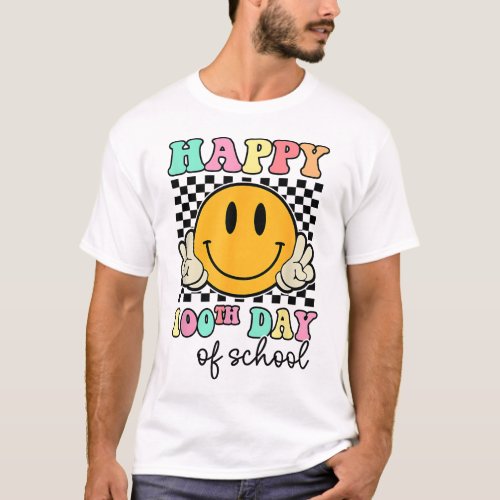 100 Days Of School Retro Smile Teachers Kids Happy T_Shirt