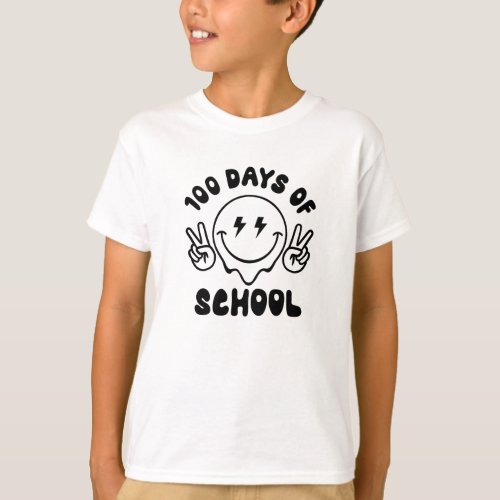 100 Days Of School Retro Smiley Face T_Shirt