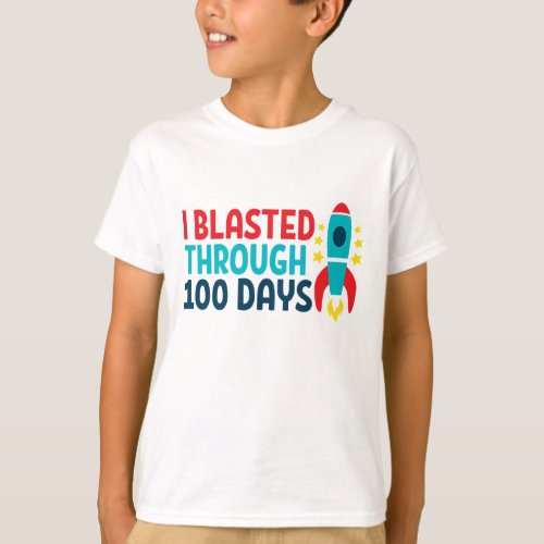 100 days of school rocket ship t_shirt