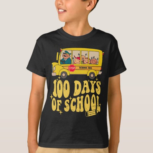 100 days of school_ School bus T_Shirt