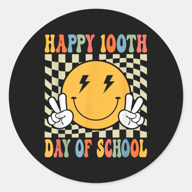100 days of school, school, teacher, 100 days, 100 classic round sticker (Front)