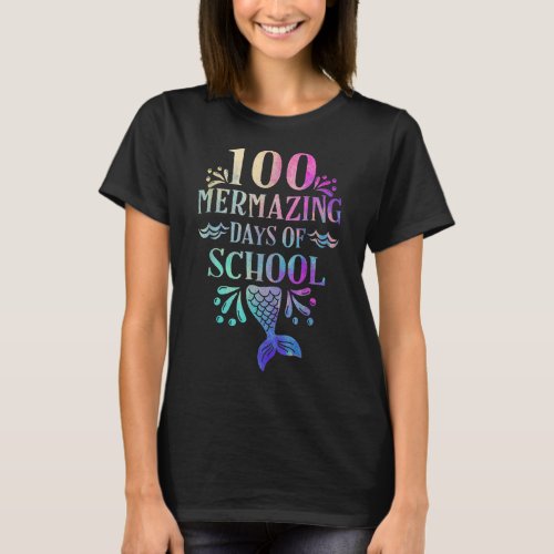 100 Days Of School Shirt For Girls Mermaid Happy 1
