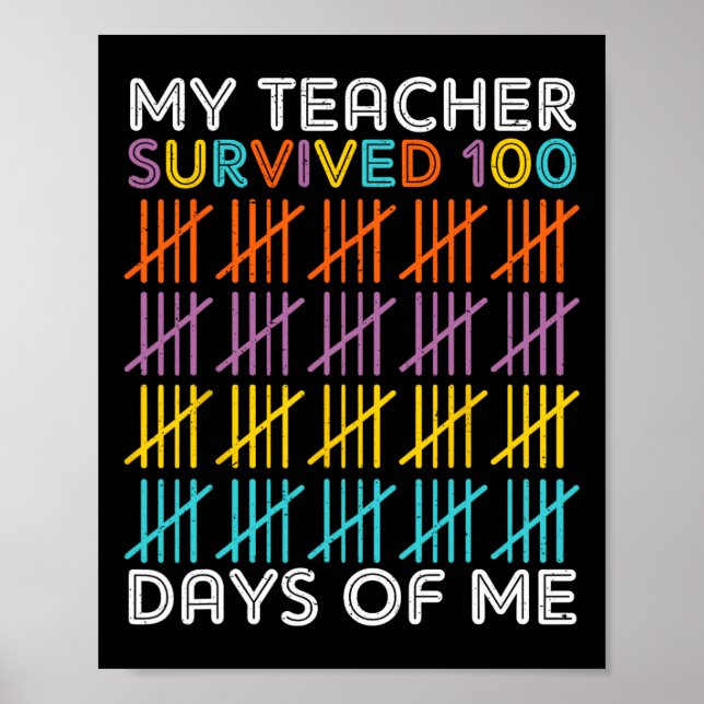100 Days Of School Shirt Kids 100th Day School Cos Poster (Front)