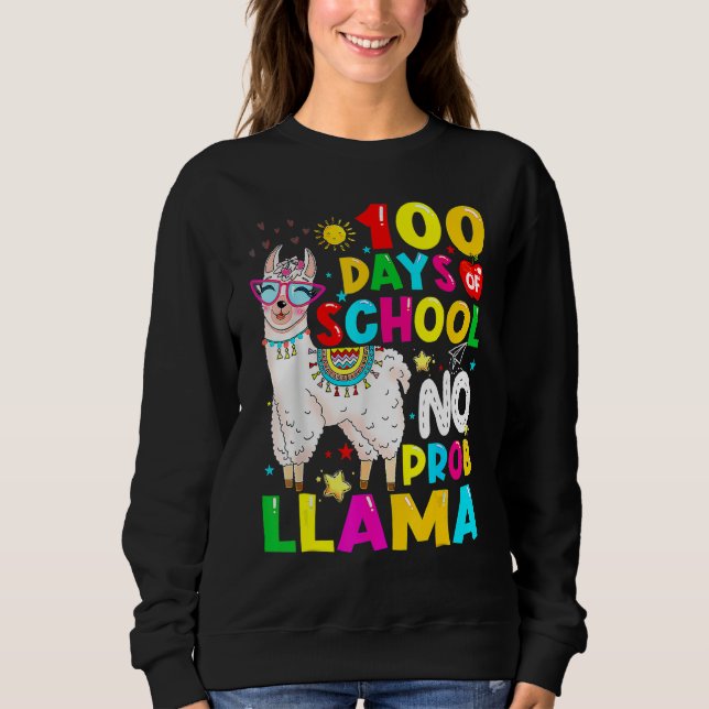 100 Days Of School Shirt No Probllama Llama 100th  (Front)
