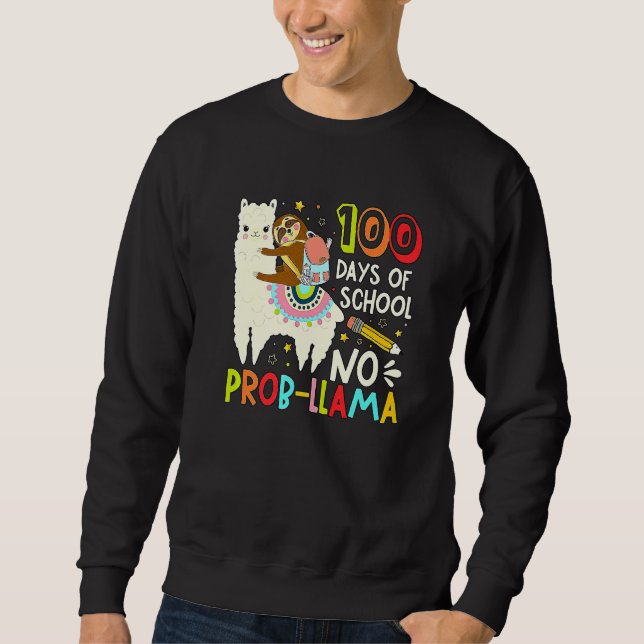 100 Days of School Shirt No Probllama Llama 100th  (Front)