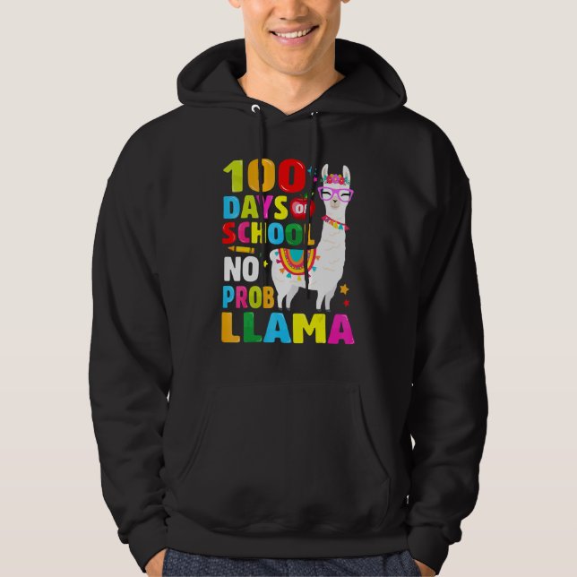 100 Days Of School Shirt No Probllama Llama 100th  (Front)