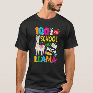 100 Days of School Shirt No Probllama Llama 100th