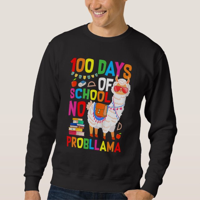 100 Days Of School Shirt No Probllama Llama 100th  (Front)